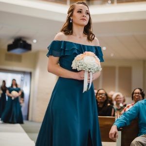 Mori Lee Teal Bridesmaid Dress with pockets!